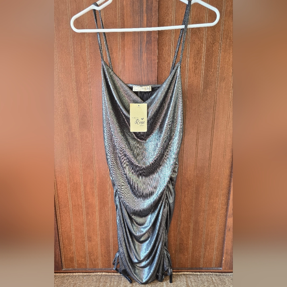 Elegant Metallic Midi Dress